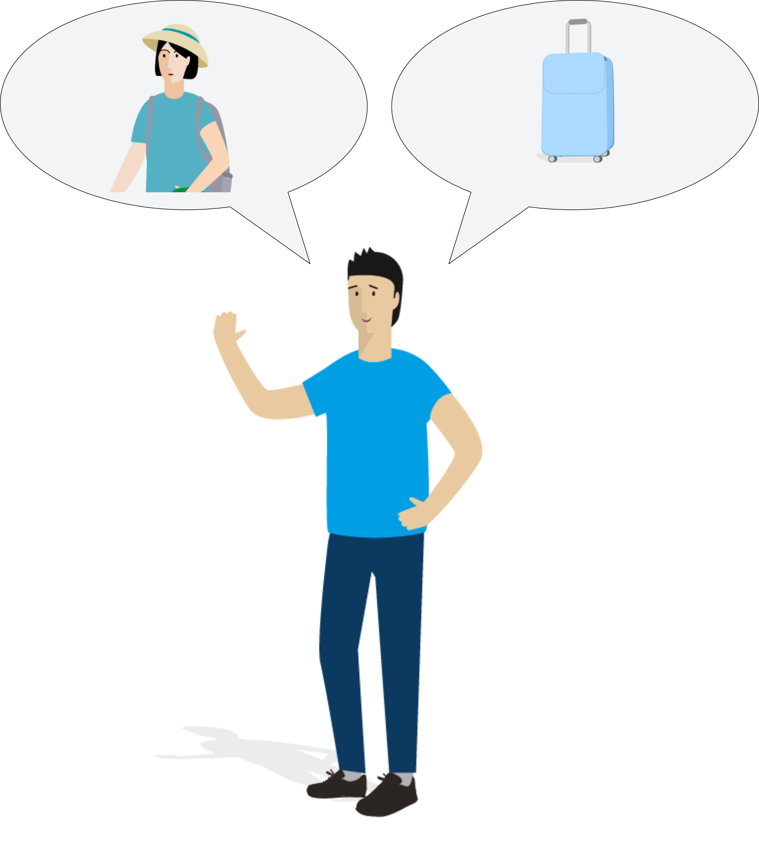 John thinks about suitcase