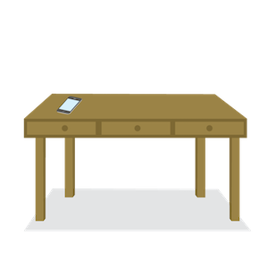 A phone inside a table drawer